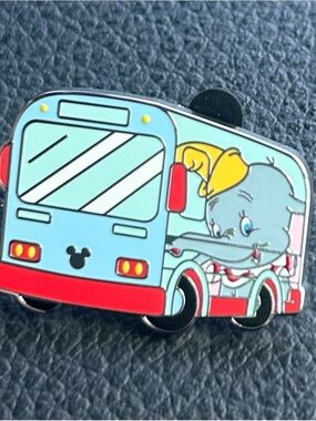Disney Dumbo Bus Enamel Pin in Light Blue, Red & Yellow